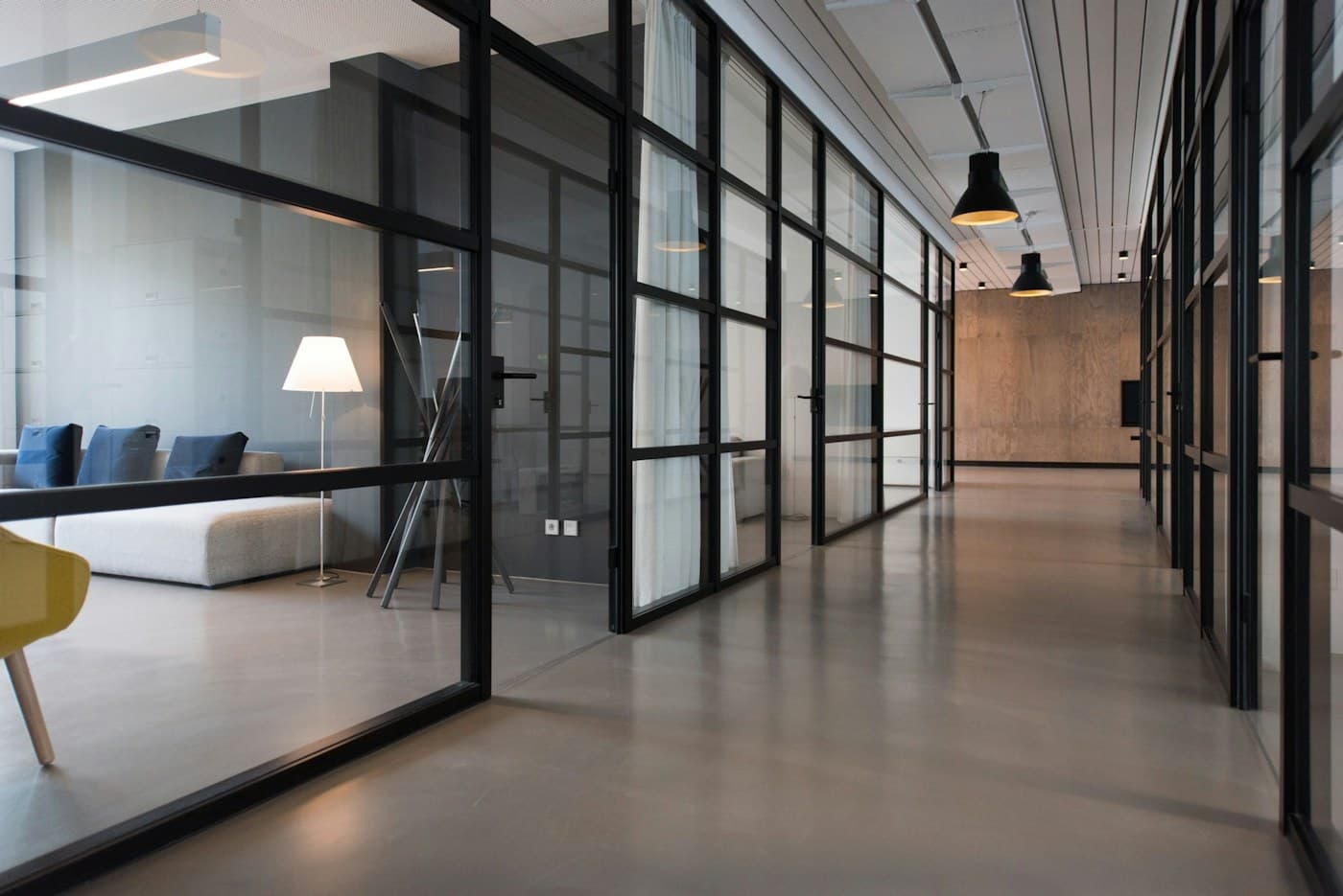 Desk in a bright modern workspace