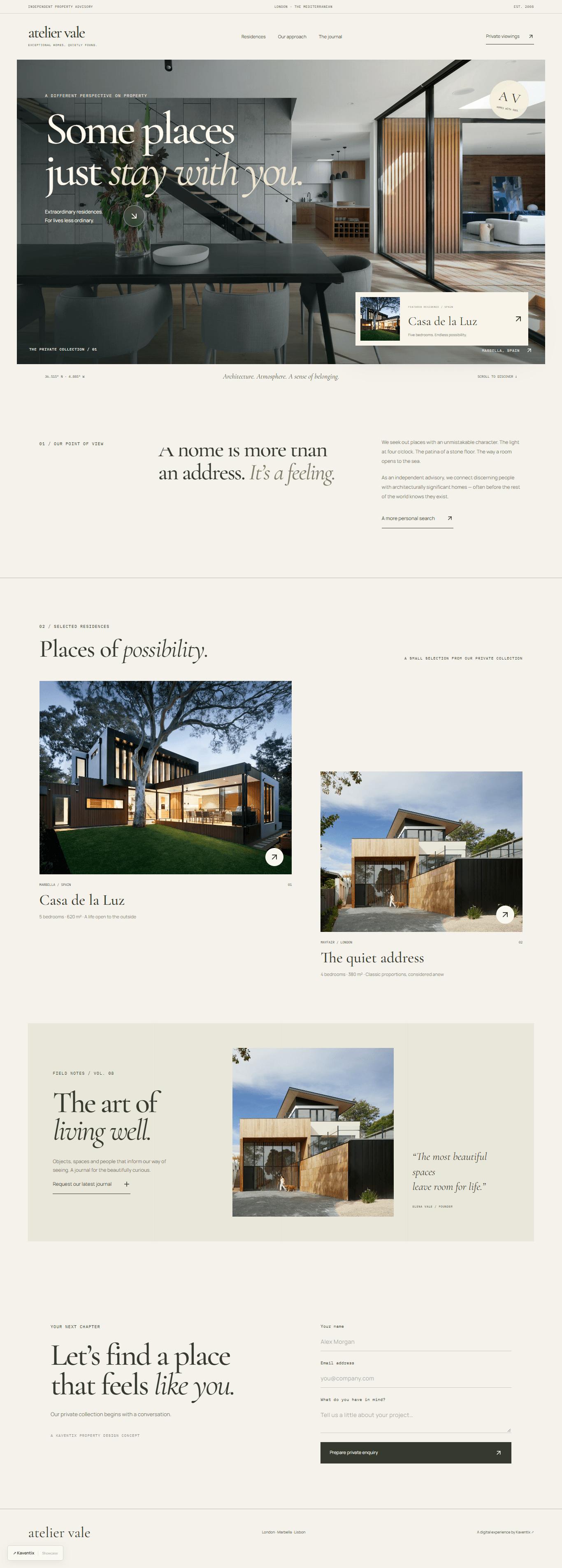 Atelier landing page design