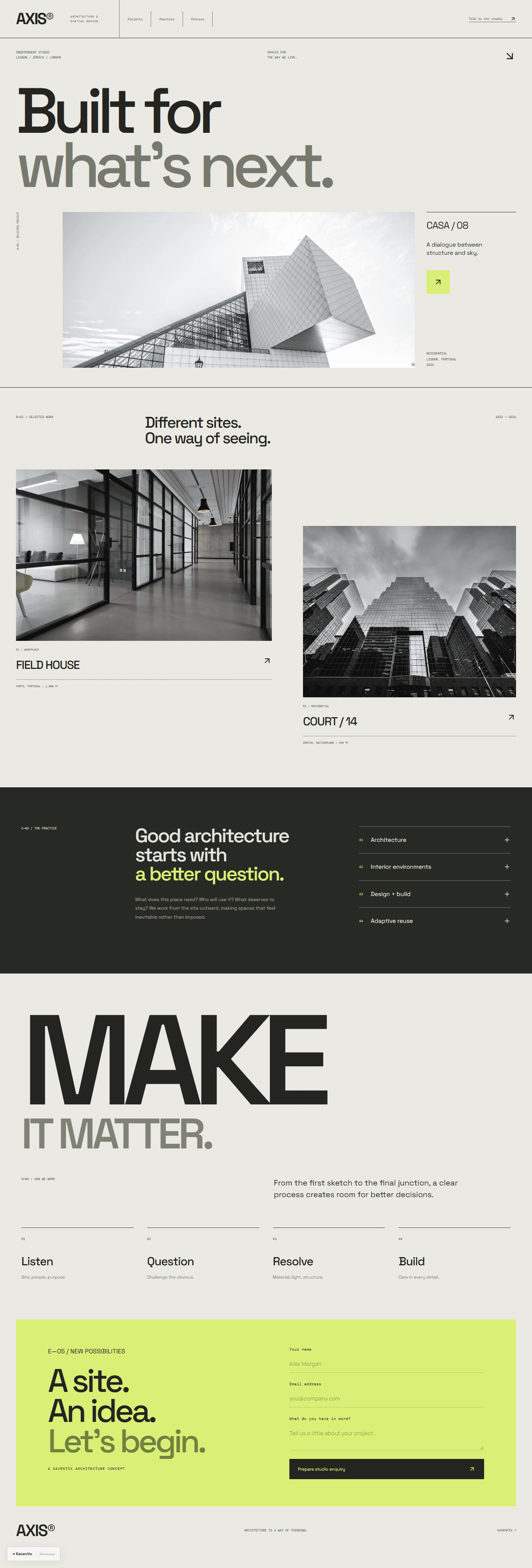 Axis landing page design