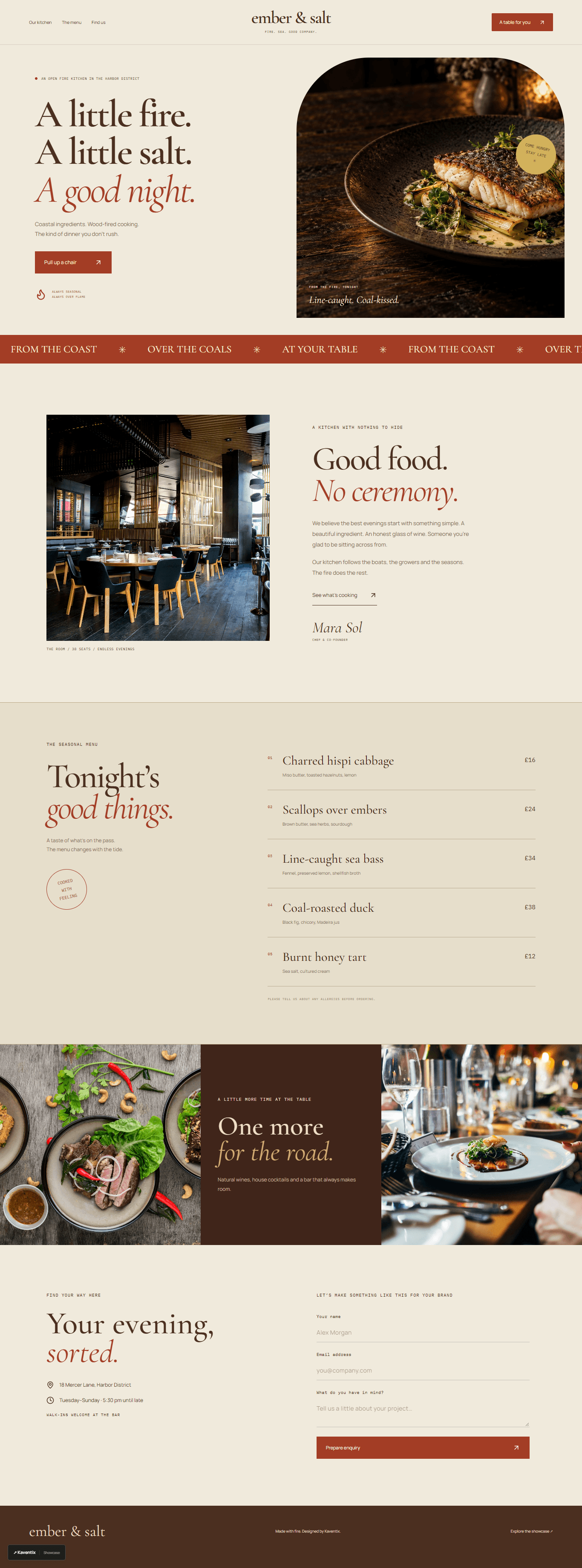 Ember landing page design