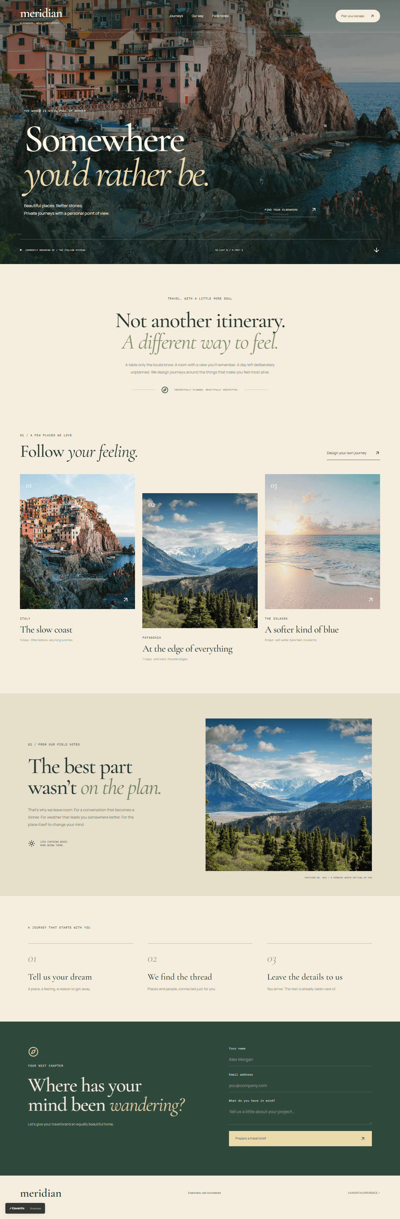 Meridian landing page design