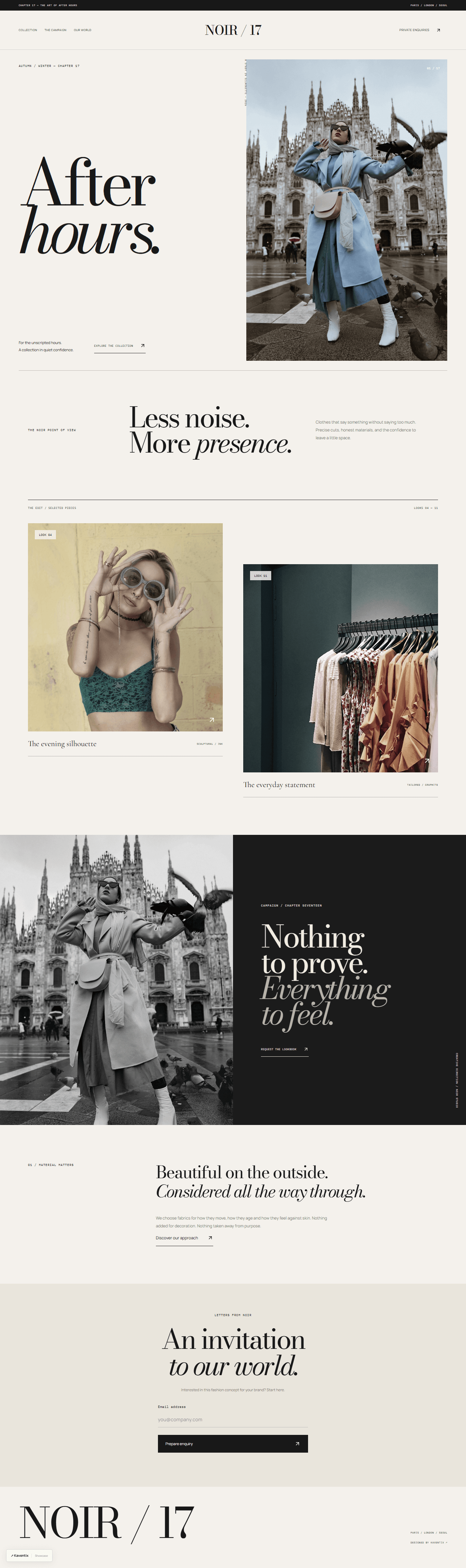 Noir landing page design
