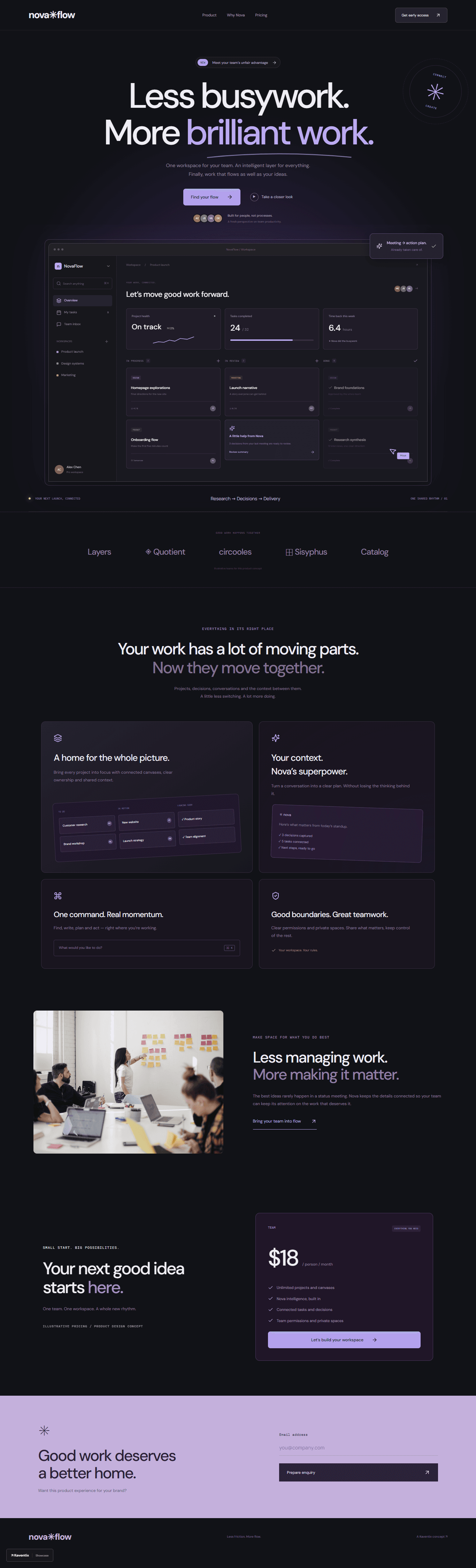 Novaflow landing page design