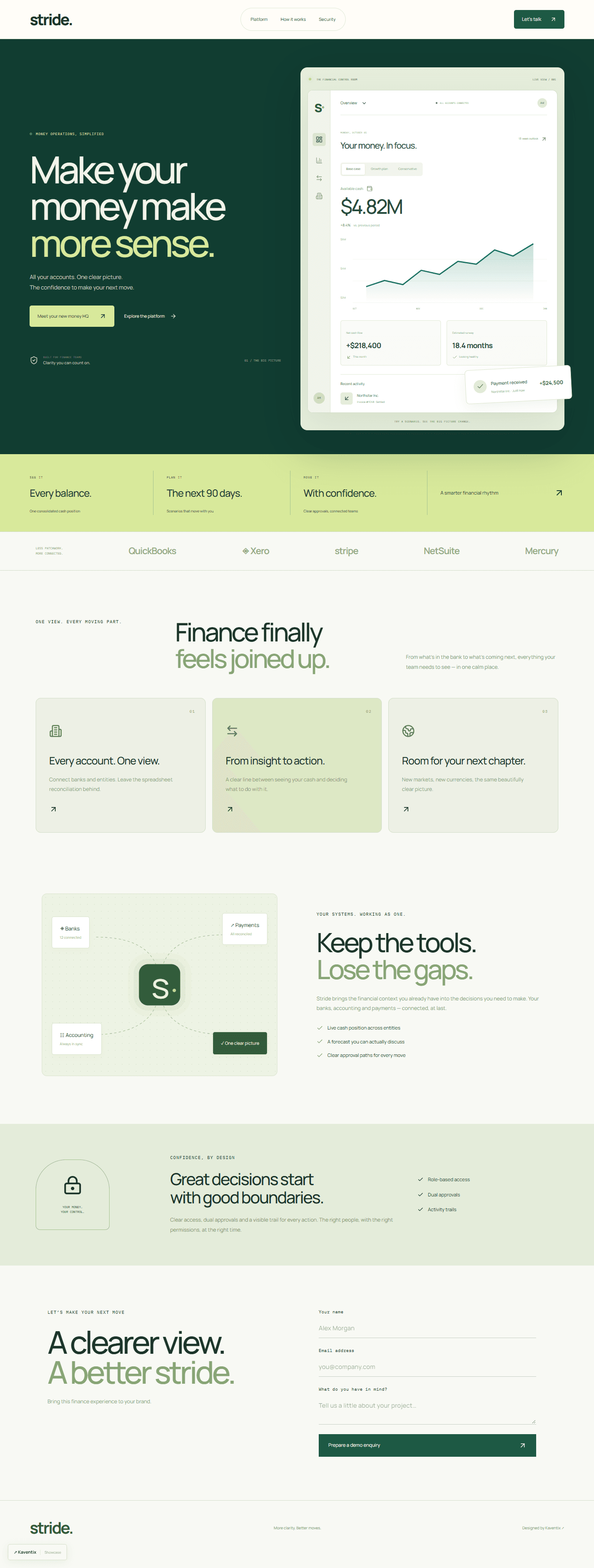 Stride landing page design