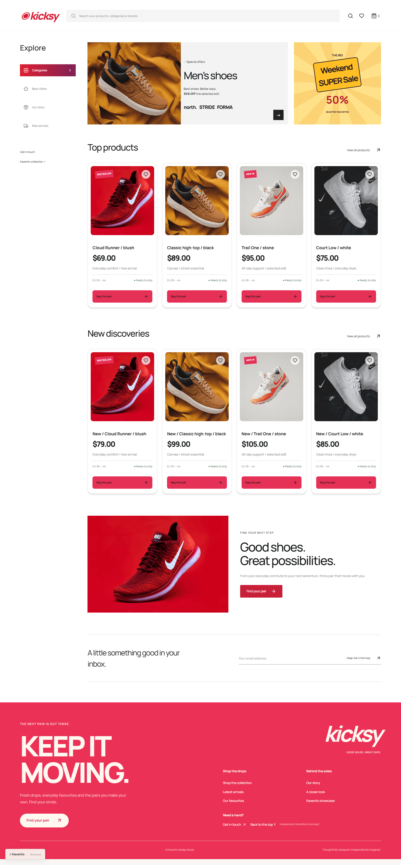 Kicks Shopify store design