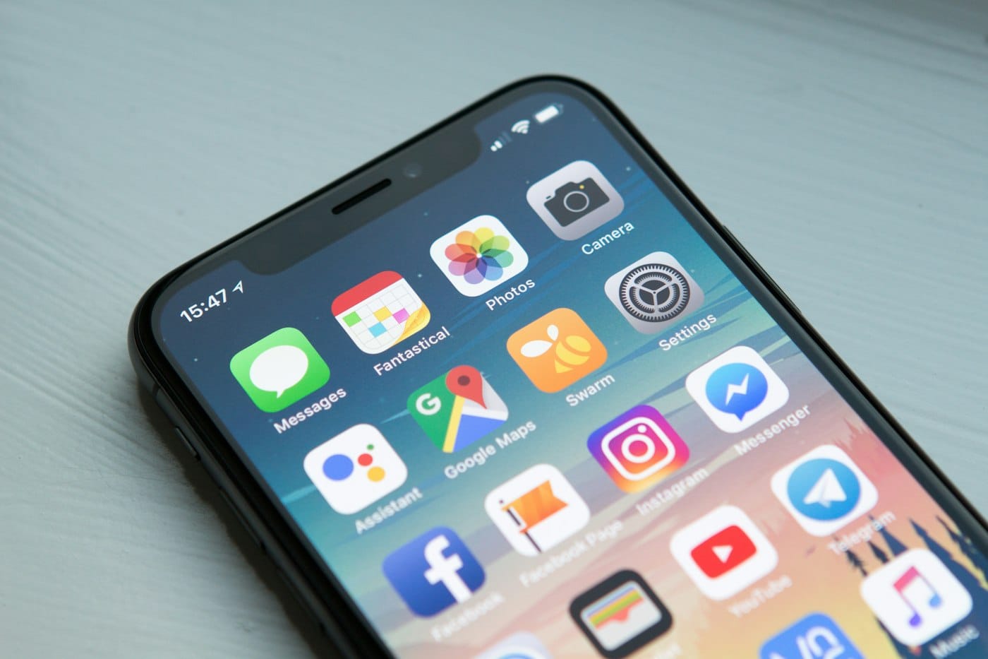 Close-up of a smartphone with mobile applications