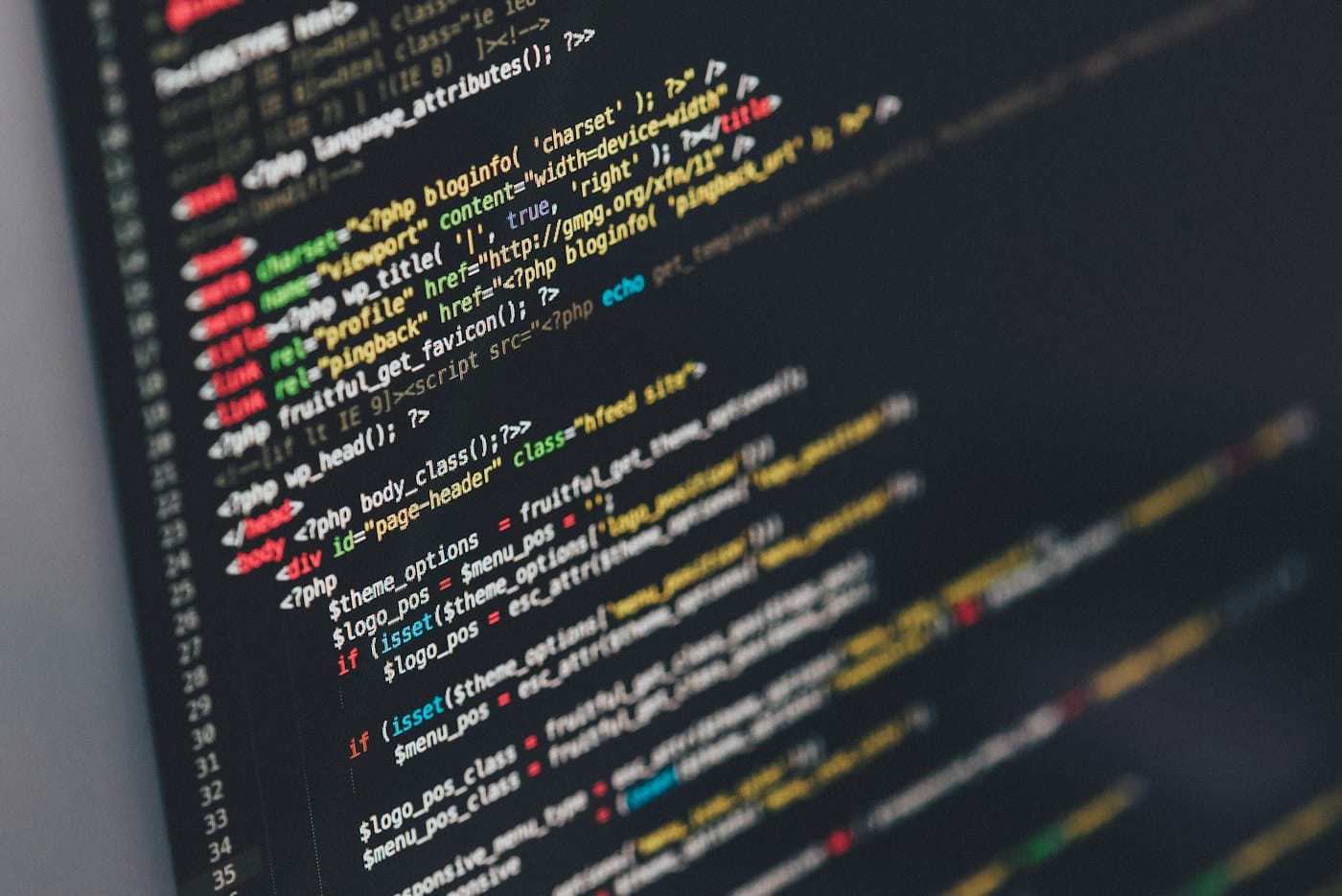 Code displayed on a development monitor